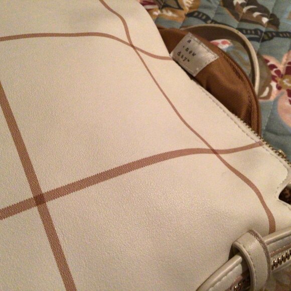 A NEW DAY WOMENS MULTICOLORED PLAID BACKPACK, White And Tan Pattern, Backpack - Picture 3 of 5